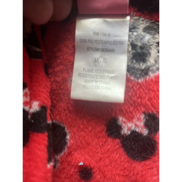 Girls DISNEY Minnie Mouse Red/Plush Robe Size 7/8 with tie belt - Picture 3 of 6